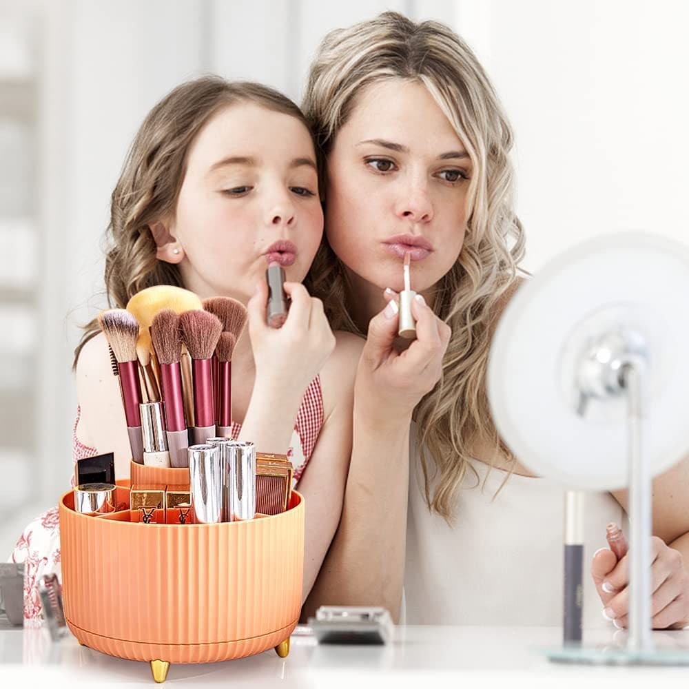 Versatile Desk Organizer, Multi Compartment Storage Box, 360°Rotating Desktop Makeup Brushes Organizer, Portable Stationary Holder, Skincare Pen Organizer Stand, 5 Slots 360 Degree Rotating Desk Organizers Versatile Desk Organizer, Multi Compartment Storage Box, 360°Rotating Desktop Makeup Brushes Organizer, Portable Stationary Holder, Skincare Pen Organizer Stand, 5 Slots 360 Degree Rotating Desk Organizers